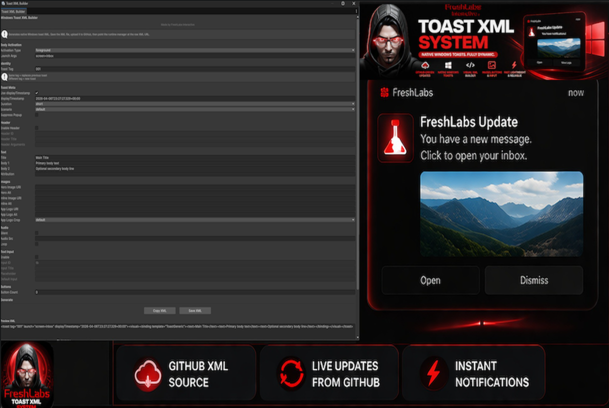 FreshLabs Toast XML System Screenshot